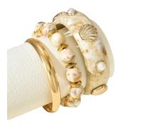 pumpumlia 1 Set Bold Sea Inspired Multilayer Impilabile Con Shell Ondulato Design Leggero Resina Ferro Gioielli Per Le Donne Confortevole Beachy Strati Da Polso, Misura unica, come descritto