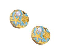 pumpumlia 2 ciondoli in acciaio inox a forma di stella marina e foglia vibrante per collane design unico fatto a mano ciondoli a tema, Misura unica, come descritto, come descritto