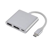 pumpumlia Adattatore per display da lavoro remoto tramite tipo C | Collegamento dello schermo DisplayPort, Accesso USB-a Thumb Drive, Alimentazione Pass-Through PD, Assistente Presentazione