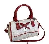 pumpumlia Borsa a tracolla alla moda a pois con fiocchi Decors leggera PU borse a tracolla borsa da sera oggetti essenziali borsa elegante design con fiocchi, Rosso, One Size