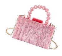 pumpumlia Borsa a tracolla alla moda in acrilico con motivo in marmo e tracolla a catena staccabile per la notte fuori tracolla staccabile, A, One Size