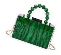pumpumlia Borsa a tracolla alla moda in acrilico con motivo in marmo e tracolla a catena staccabile per la notte fuori tracolla staccabile, Verde, One Size