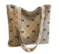 pumpumlia Borsa a tracolla alla moda in velluto a coste con motivo a fiocco spaziosa borsa da trasporto per uso quotidiano e shopping borsa per uso quotidiano, Beige, One Size