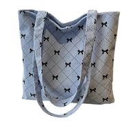 pumpumlia Borsa a tracolla alla moda in velluto a coste con motivo a fiocco spaziosa borsa da trasporto per uso quotidiano e shopping borsa per uso quotidiano, Blu, One Size