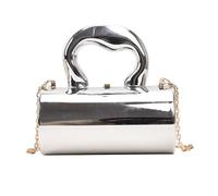 pumpumlia Borsa a tracolla cilindrica in acrilico spaziosa borsa a tracolla interna adatta per shopping, viaggi e appuntamenti, borsa a tracolla multifunzione, Argento, One Size