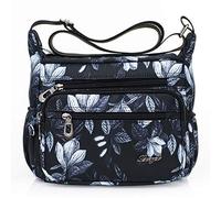 pumpumlia Borsa a tracolla da donna in nylon con motivo floreale, blu cielo, One Size