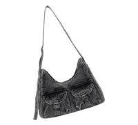 pumpumlia Borsa a tracolla delicata in jeans lavaggio leggero pratico spazioso design interno borse a tracolla per uso quotidiano elegante borsa a tracolla per pendolari, Nero , One Size