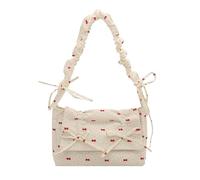 pumpumlia Borsa a tracolla ergonomica increspata con motivo floreale Fiocchi accento Lunghezza regolabile Cinghia di grande capacità Pratico tessuto in poliestere Fiocchi arruffati da donna Borsa