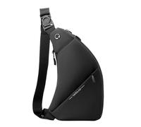 pumpumlia Borsa a tracolla impermeabile da uomo con foro per auricolari, alla moda, con tasche multiple sul petto, multifunzionale, Nero , One Size