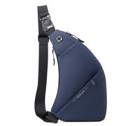 pumpumlia Borsa a tracolla impermeabile da uomo con foro per auricolari, alla moda, con tasche multiple sul petto, multifunzionale, Blu, One Size