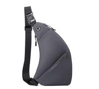 pumpumlia Borsa a tracolla impermeabile da uomo con foro per auricolari, alla moda, con tasche multiple sul petto, multifunzionale, grigio, One Size