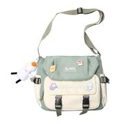 pumpumlia Borsa a tracolla per ragazza adolescente studente libro carino con ciondolo grande capacità tela scuola Verstile Messenger funzionale borsa di tela, Verde, One Size