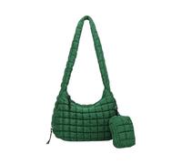 pumpumlia Borsa a tracolla trapuntata da donna, di grande capacità, leggera, imbottita, sotto le ascelle, con piccole cerniere, borsa per il trucco trapuntata, Verde, One Size
