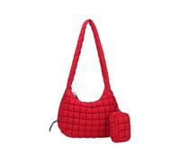 pumpumlia Borsa a tracolla trapuntata da donna, di grande capacità, leggera, imbottita, sotto le ascelle, con piccole cerniere, borsa per il trucco trapuntata, Rosso, One Size