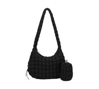 pumpumlia Borsa a tracolla trapuntata da donna, di grande capacità, leggera, imbottita, sotto le ascelle, con piccole cerniere, borsa per il trucco trapuntata, Nero , One Size