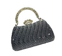 pumpumlia Borsa da sera da donna con strass scintillanti, borsa a tracolla con catena per matrimoni, feste di fine anno, sofisticata, pochette da donna, Nero , One Size