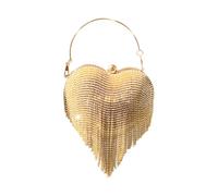 pumpumlia Borsa da sera decorata con strass scintillanti, con nappe, tracolla a catena, per balli, eventi, matrimoni, feste, Oro, One Size