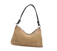 pumpumlia Borsa da spiaggia casual in paglia borsa ascellare borsa a tracolla alla moda con tracolla regolabile per picnic in spiaggia borsa per la spesa in città vacanza, Nero , One Size