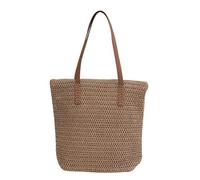 pumpumlia Borsa da spiaggia in paglia amichevole per le donne dal design spazioso borse a tracolla borsa per viaggi, shopping e picnic all'aperto borsa retrò, cachi, One Size