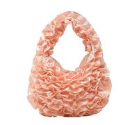 pumpumlia Borsa in poliestere con pizzo rifinito con volant elegante borsa da sera borsa con manico superiore per eventi notturni ufficio pendolari borsa increspata, B, One Size