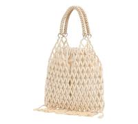 pumpumlia Borsa vintage in legno con perline per le donne borsa da spiaggia intrecciata borse casual con manico superiore borse con materiali naturali e design unico borsa a secchiello leggera, A, One