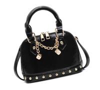 pumpumlia Borse a tracolla e a tracolla da donna alla moda 2025 in PU lucido borse con eleganti decorazioni a rivetto per uso quotidiano Borsa a tracolla alla moda, Nero , One Size