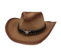 pumpumlia Cappello da cowboy in paglia, cappello da performance western, per feste, viaggi, cowboy, cosplay, per uomo, cappello da cowgirl in paglia per uomo costume occidentale