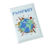 pumpumlia Custodia per passaporti globali con stampa a colori Custodia per passaporti in pelle PU Porta carte di credito per passaporti Supporto in pelle PU Custodia per supporto globale, Azzurro