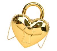 pumpumlia Elegante borsa a tracolla a forma di cuore borsa a tracolla per shopping e viaggi con opzione multi usura borsa a tracolla per feste, Oro, One Size