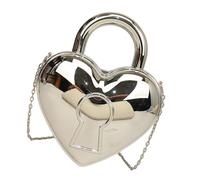 pumpumlia Elegante borsa a tracolla a forma di cuore borsa a tracolla per shopping e viaggi con opzione multi usura borsa a tracolla per feste, Argento, One Size