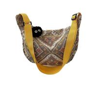 pumpumlia Elegante borsa a tracolla etnica retrò a forma di gnocco con ciondolo decorazione per gite casual borsa a tracolla etnica, Giallo, One Size