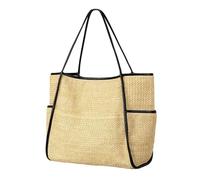 pumpumlia Elegante borsa a tracolla intrecciata di grande capacità borse casual da viaggio per vacanze al mare shopping e picnic borsa di paglia traspirante