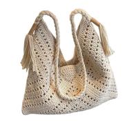 pumpumlia Elegante borsa a tracolla leggera in cotone intrecciato con design traspirante multiuso borsa ascellare per le donne borsa tessuta da spiaggia essenziale quotidiana, A, One Size