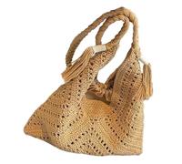 pumpumlia Elegante borsa a tracolla leggera in cotone intrecciato con design traspirante multiuso borsa ascellare per le donne borsa tessuta da spiaggia essenziale quotidiana, cachi, One Size