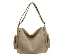 pumpumlia Elegante borsa a tracolla per la scuola in tela per le donne e gli uomini borsa a tracolla alla moda con borsa a tracolla di grande capacità per le donne, cachi, One Size