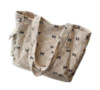 pumpumlia Elegante borsa casual grande capacità borsa a tracolla velluto a coste shopping pack top handle borse per viaggi e lavoro borsa in tessuto, Beige, One Size