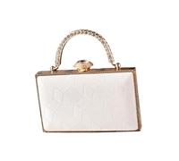 pumpumlia Elegante borsa da sera con decorazione di strass borse a tracolla casual borsa a tracolla per matrimoni e balli di fine anno borsa da sera, bianco, One Size