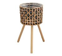 pumpumlia Elegante contenitore per piante da interno zucca erba fioriera cestino con gambe in legno decorativo soggiorno vasi da fiori rack