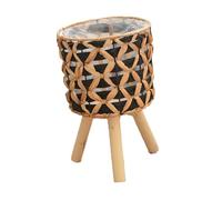 pumpumlia Elegante contenitore per piante da interno zucca erba fioriera cestino con gambe in legno decorativo soggiorno vasi da fiori rack