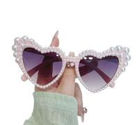 pumpumlia Elegante cuore UV400 Pearl occhiali da sole casual Blings per incontri speciali cosplay cornice partito