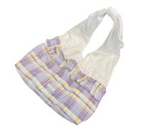 pumpumlia Elegante Griglie Pieghe Borsa A Tracolla Inserto In Pizzo Pratico Poliestere Casual Ufficio Pendolari Per Le Donne Alla Moda Pieghe Pizzo, Viola, One Size