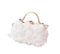 pumpumlia Elegante Rosa Floreale Borsa Da Sera Per Evento Formale Donne Strass Maniglia Superiore Frizioni Borsa Con Catena Cinghia Alla Moda Frizione, bianco, One Size