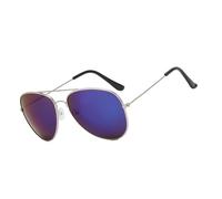 pumpumlia Occhiali con montatura in metallo alla moda e lenti UV400 per la guida e il viaggio di sport all'aria aperta usura PC Lens Metal Frame, Montatura Argento Blu Fi