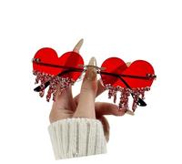pumpumlia Occhiali da sole comodi della decorazione dei strass degli Eyewears dello strappo unico del cuore per il peso leggero di varie condizioni di ciclismo, Rosso