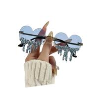 pumpumlia Occhiali da sole comodi della decorazione dei strass degli Eyewears dello strappo unico del cuore per il peso leggero di varie condizioni di ciclismo, Blu