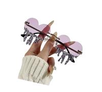 pumpumlia Occhiali da sole comodi della decorazione dei strass degli Eyewears dello strappo unico del cuore per il peso leggero di varie condizioni di ciclismo, C