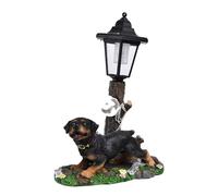 pumpumlia Ornamento realistico del giardino del cane della resina con la luce solare dipinta a mano animale figurina per cortile e patio decorazione esterna ornamento ad energia solare