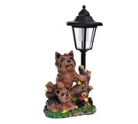 pumpumlia Ornamento realistico del giardino del cane della resina con la luce solare dipinta a mano animale figurina per cortile e patio decorazione esterna ornamento ad energia solare