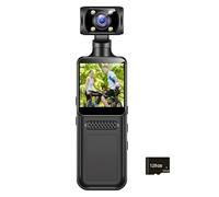 pumpumlia Palmare 4K Sport Camera 180 Gradi Piccolo Sport Schermo LCD Pocket Action Camcorder Travel Bike Recorder Clip Posteriore Portatile