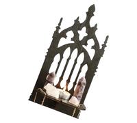 pumpumlia Scaffale da parete a forma di trono medievale nero in legno massello scavato montato espositore con uso multiuso Home Decors mensola di stoccaggio in legno